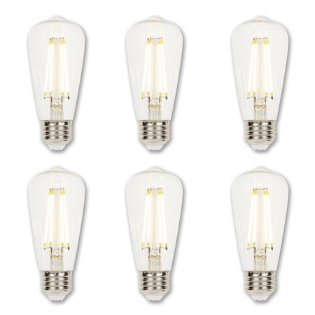 WESTINGHOUSE Bulb LED Dimmablemable 6.5W 120V ST15 Filament 2700K Clear E26 Med Base, 6PK 4518720